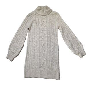 Abercrombie & Fitch Cable Knit Sweater Dress Womens XS Cream Turtleneck GUC